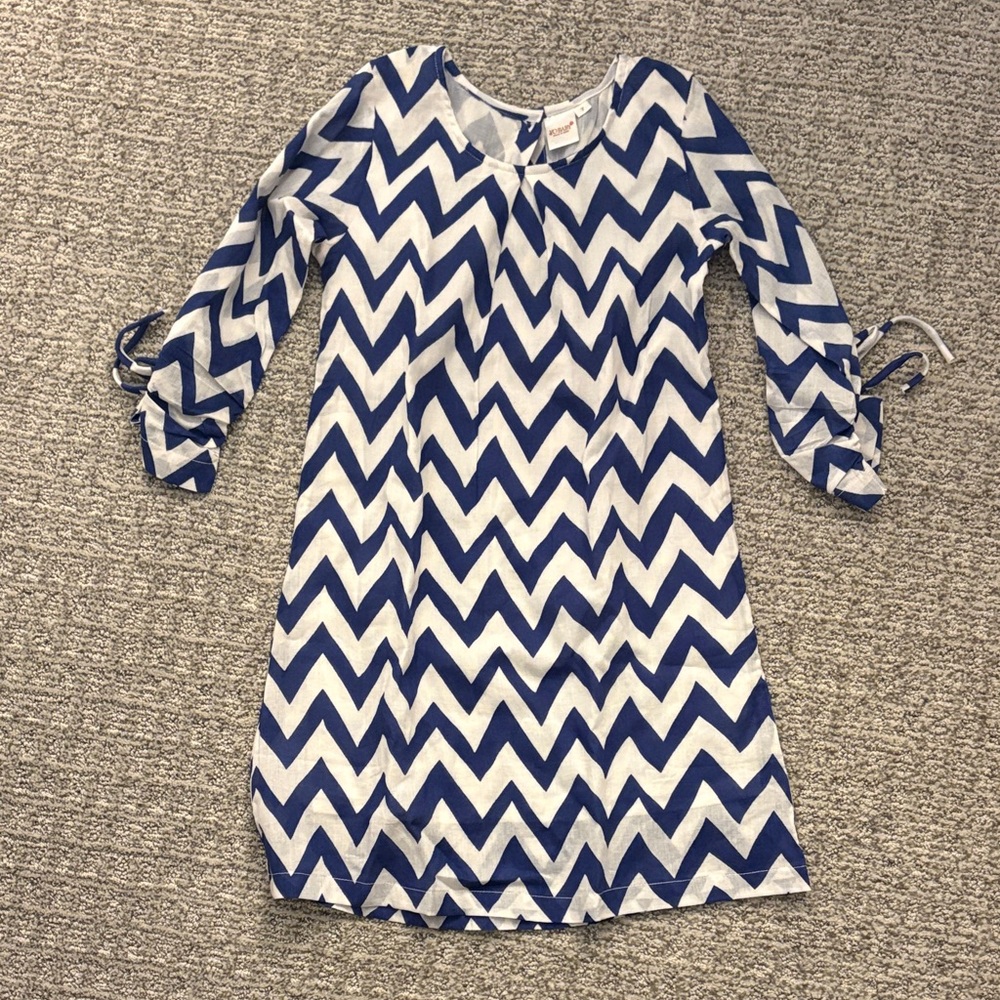Yo Baby Blue and White Chevron Dress